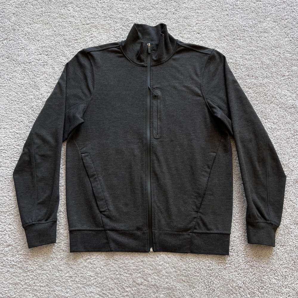 Mack Weldon Atlas Jacket Mens L Brown Full Zip Stand Collar Knit Athletic Casual
